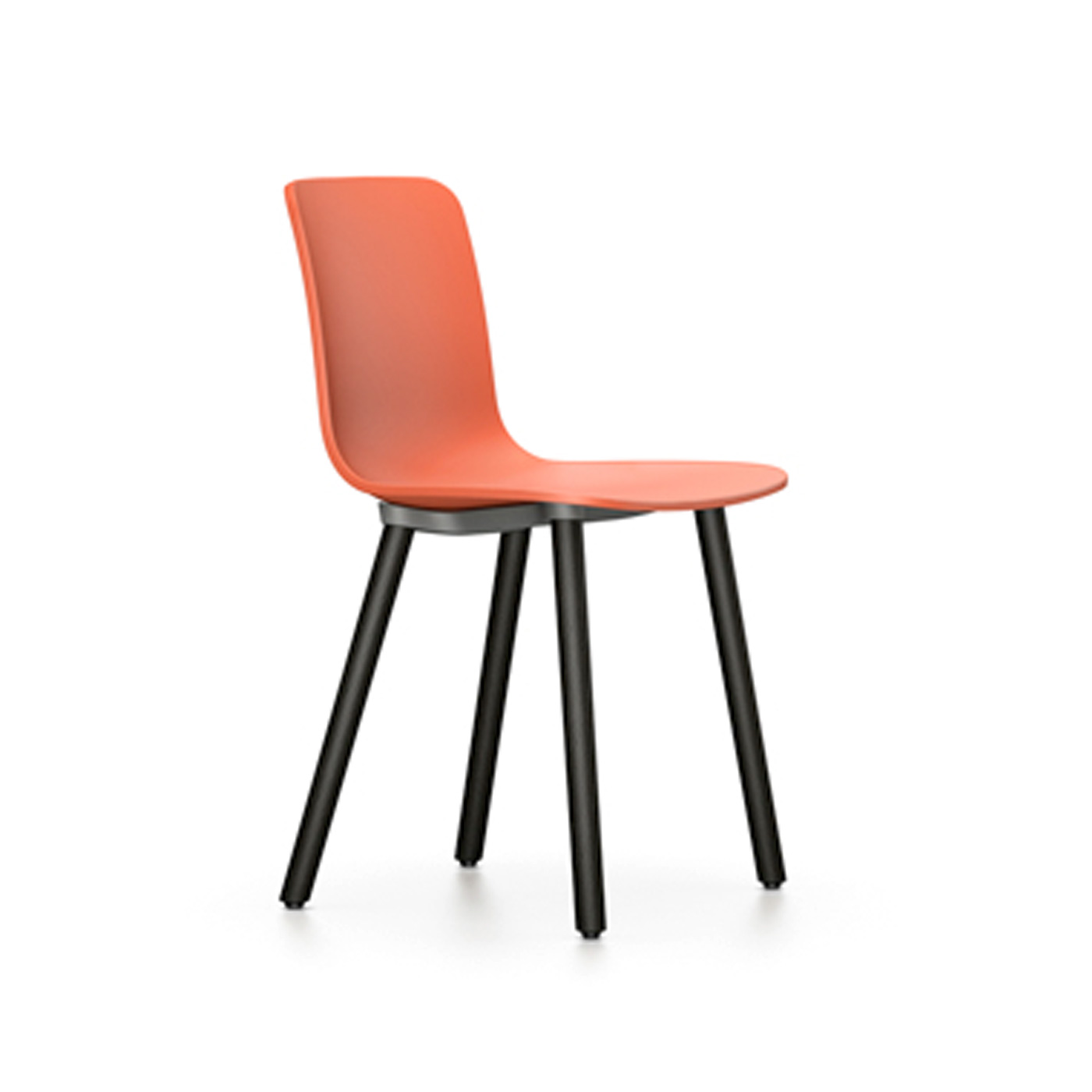 Vitra Hal Wood Chair 65 Orange Dark Oak Legs