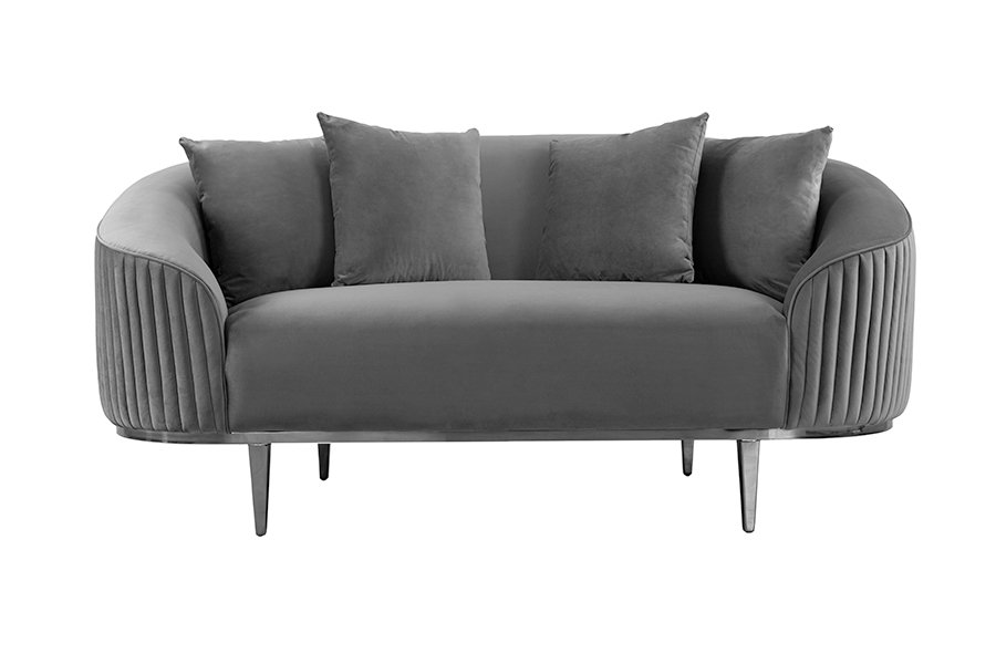 Ella Two Seat Sofa - Dove Grey - Polished chrome base