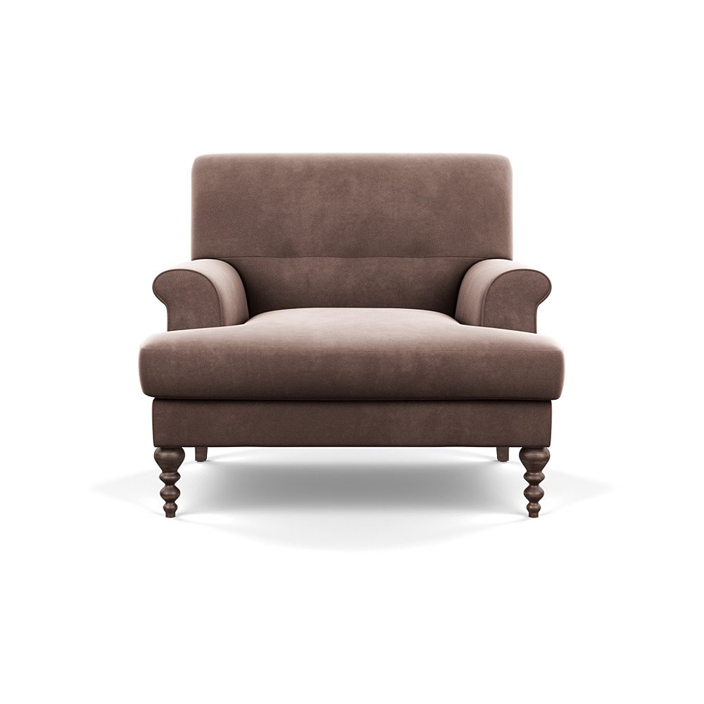 SCP Oscar Formal Armchair Velvet Mink Walnut Feet