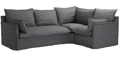 Isaac Asym: LHF 2 Seat Sofabed w RHF Single in Monsoon Brushed Linen Cotton - sofa.com