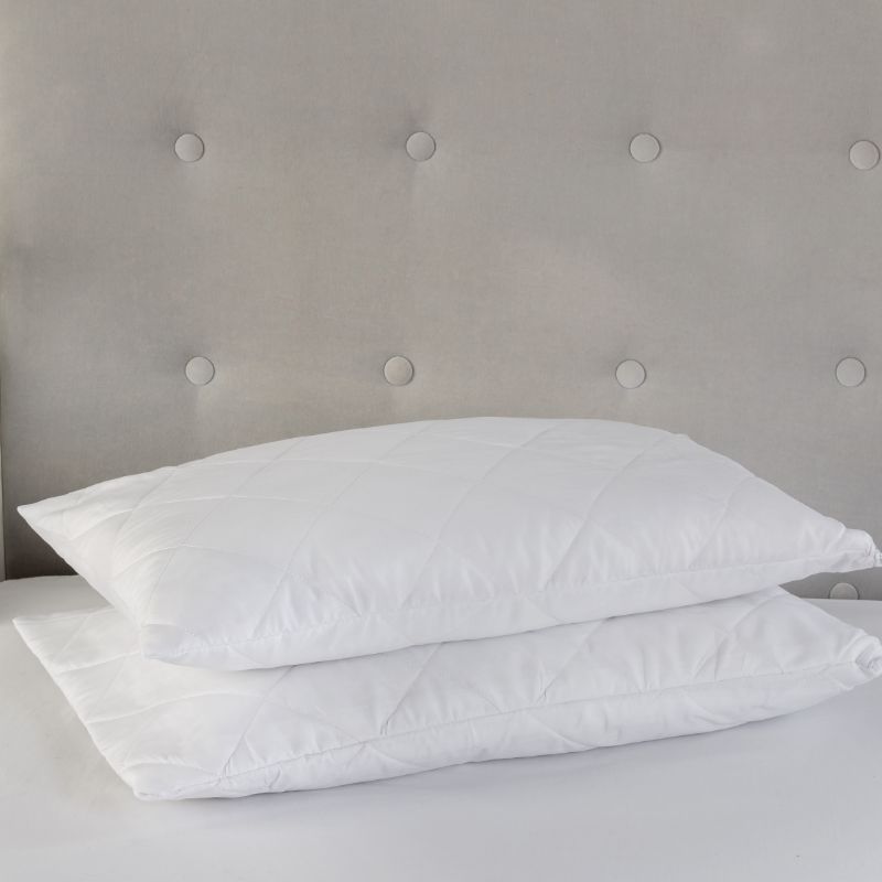 Snug City Waterproof Quilted Pillow Protectors 2PK Soft Touch Microfibre Protector Zippered Closing in White