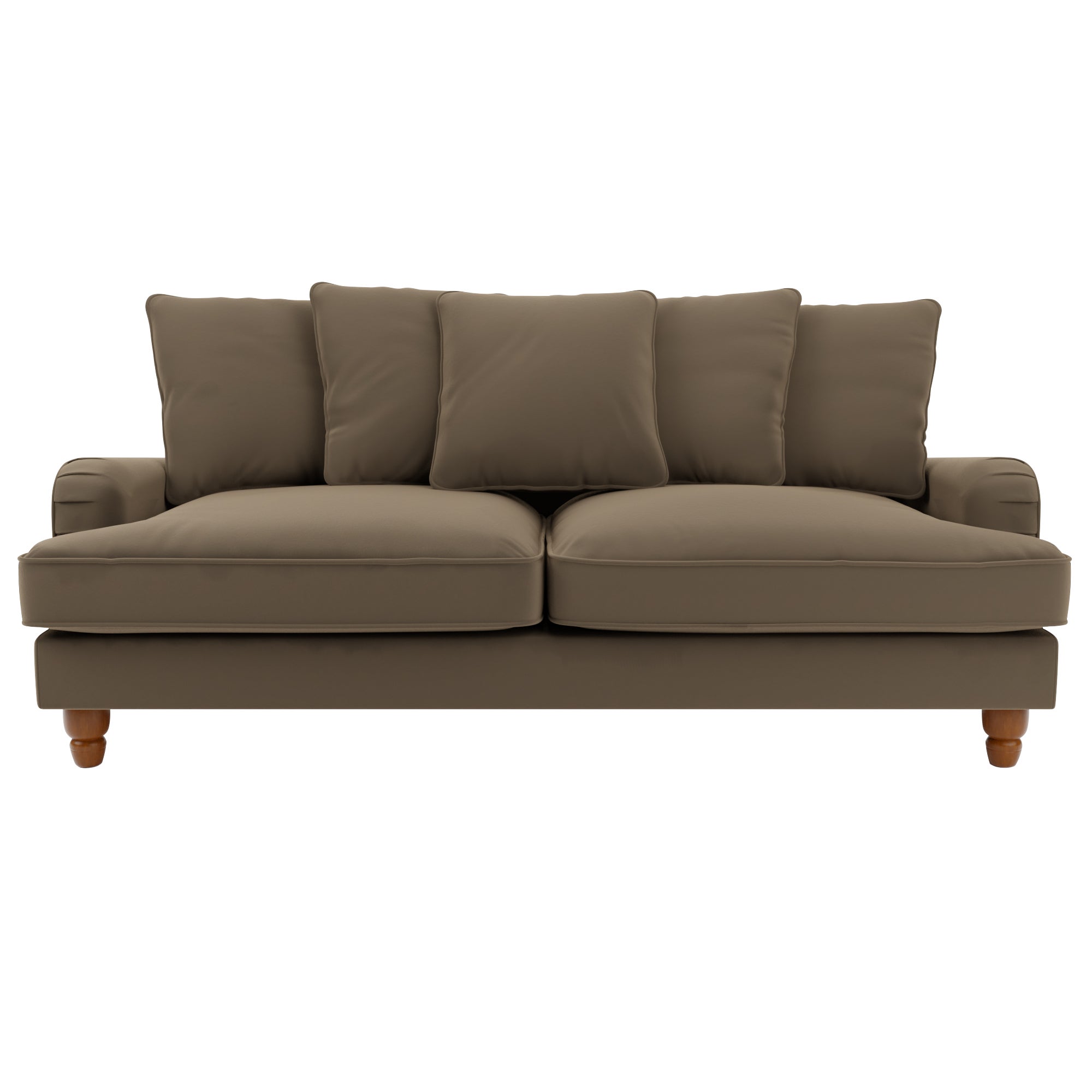 Beatrice Scatter Back Velvet 3 Seater Sofa Bed Brown