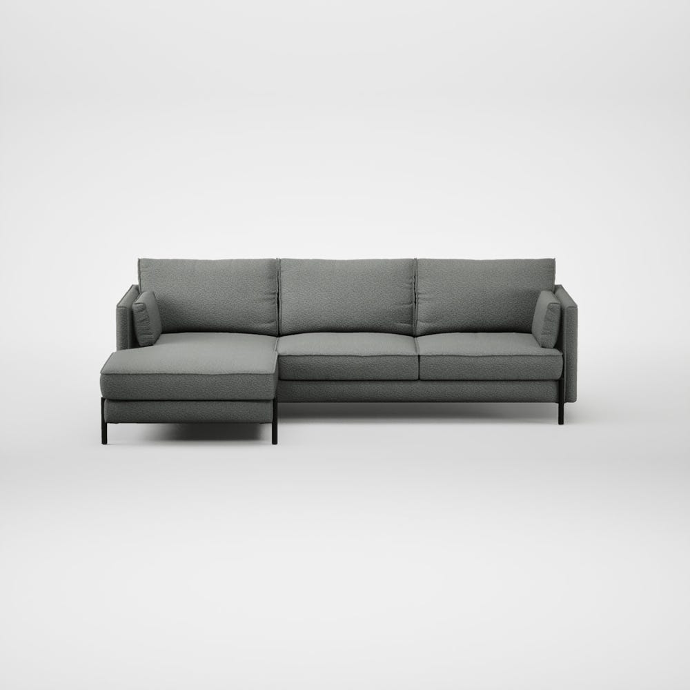 Heal's Tortona Left Hand Facing 4 Seater Corner Chaise Boucle Steel Black Feet 2