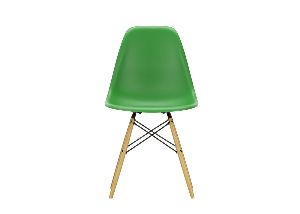 Vitra Eames DSW Side Chair New Height Green Golden Maple Base