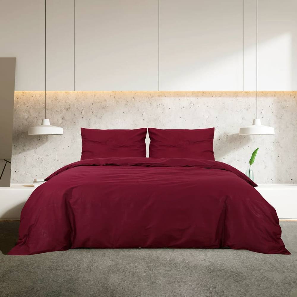 Berkfield Home Elegant Duvet Cover Set Bordeaux 135x200 cm Cotton in Burgundy