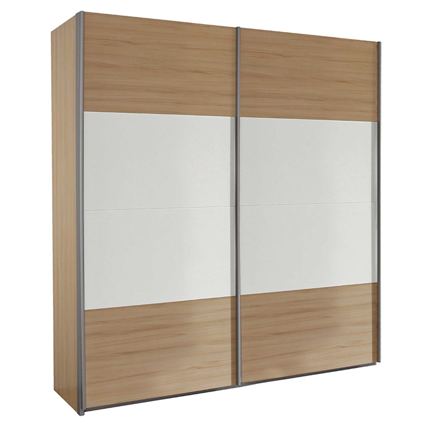 Kloss 2 Door Sliding Wardrobe, Sonomo Oak and White Glass