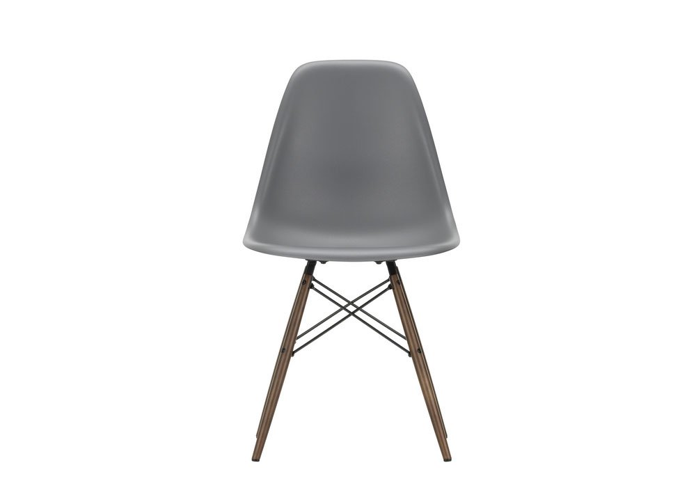 Vitra Eames DSW Side Chair New Height Granite Grey Dark Maple Base