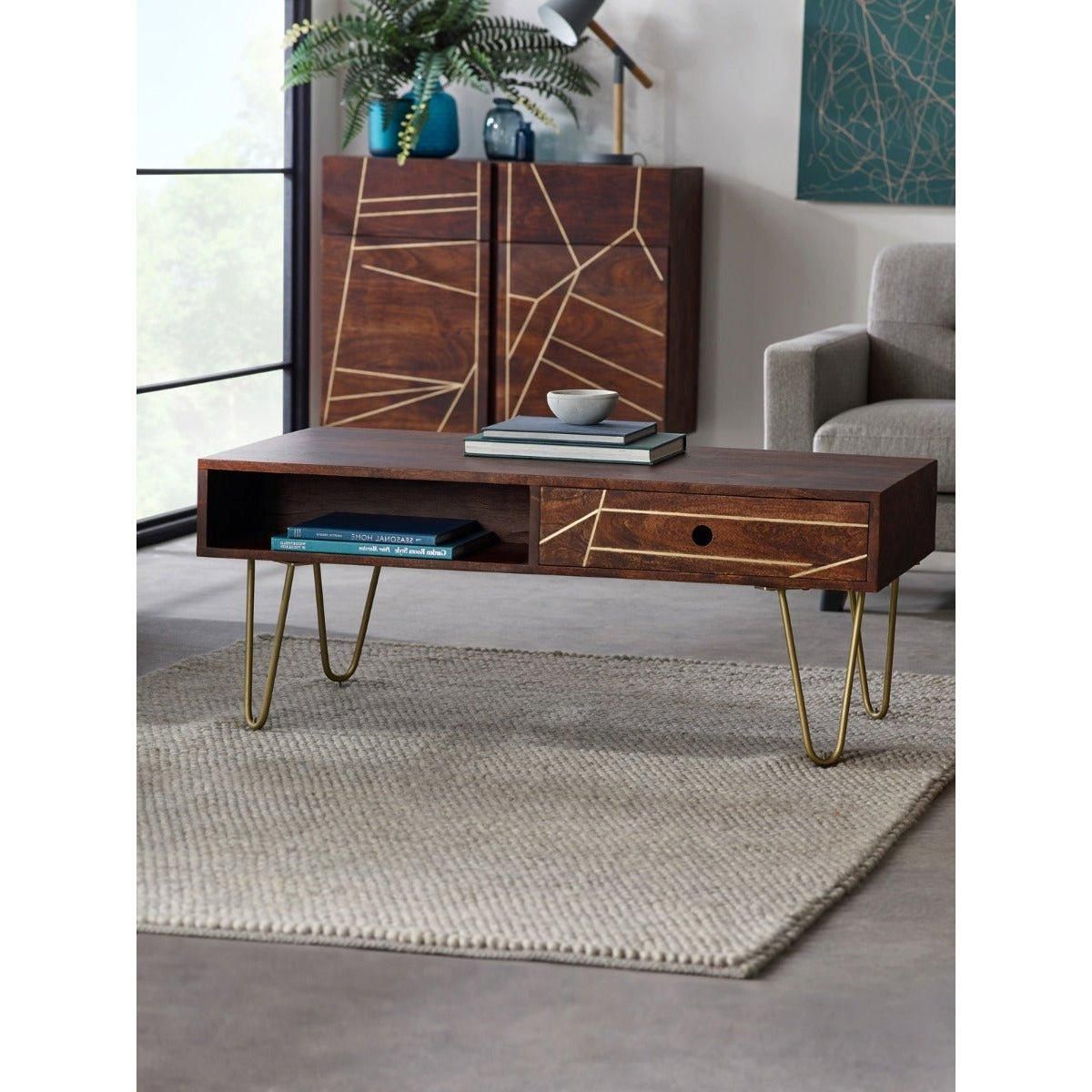 IH Design Rectangular Coffee Table Deiondre Dark Mango in Brown