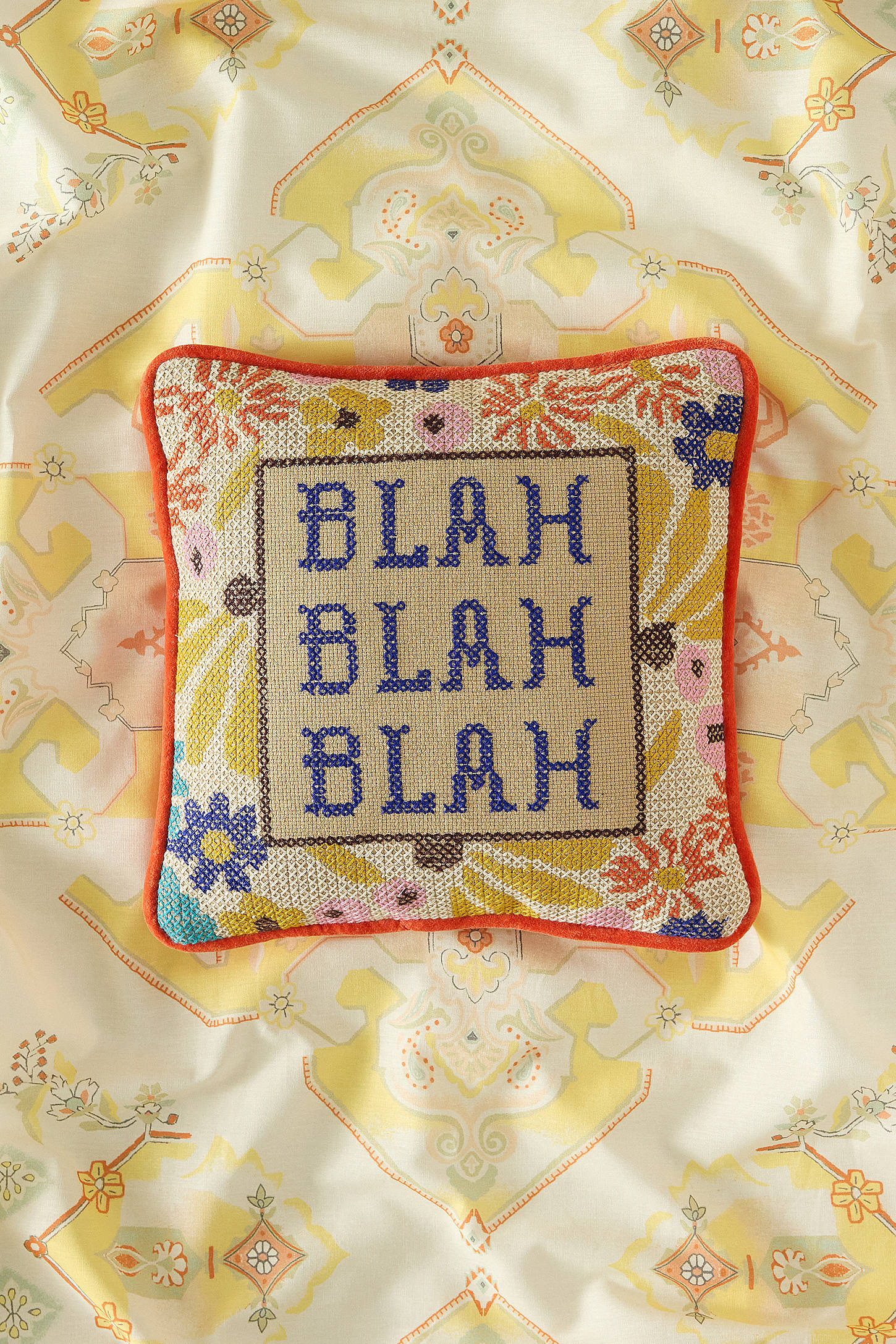 Blah Blah Blah Cross-Stitch Cushion