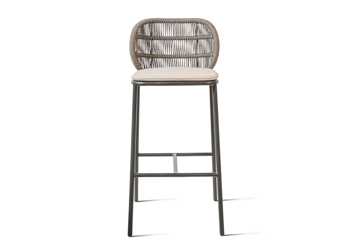 Vincent Sheppard Kodo Outdoor Barstool Fossil Grey with Almond Seat Cushion 76cm