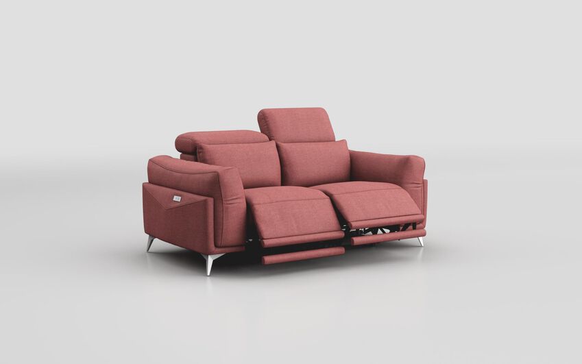 Pink Fabric Gattolino 2 Seater Power Recliner Sofa with Manual Head Tilt