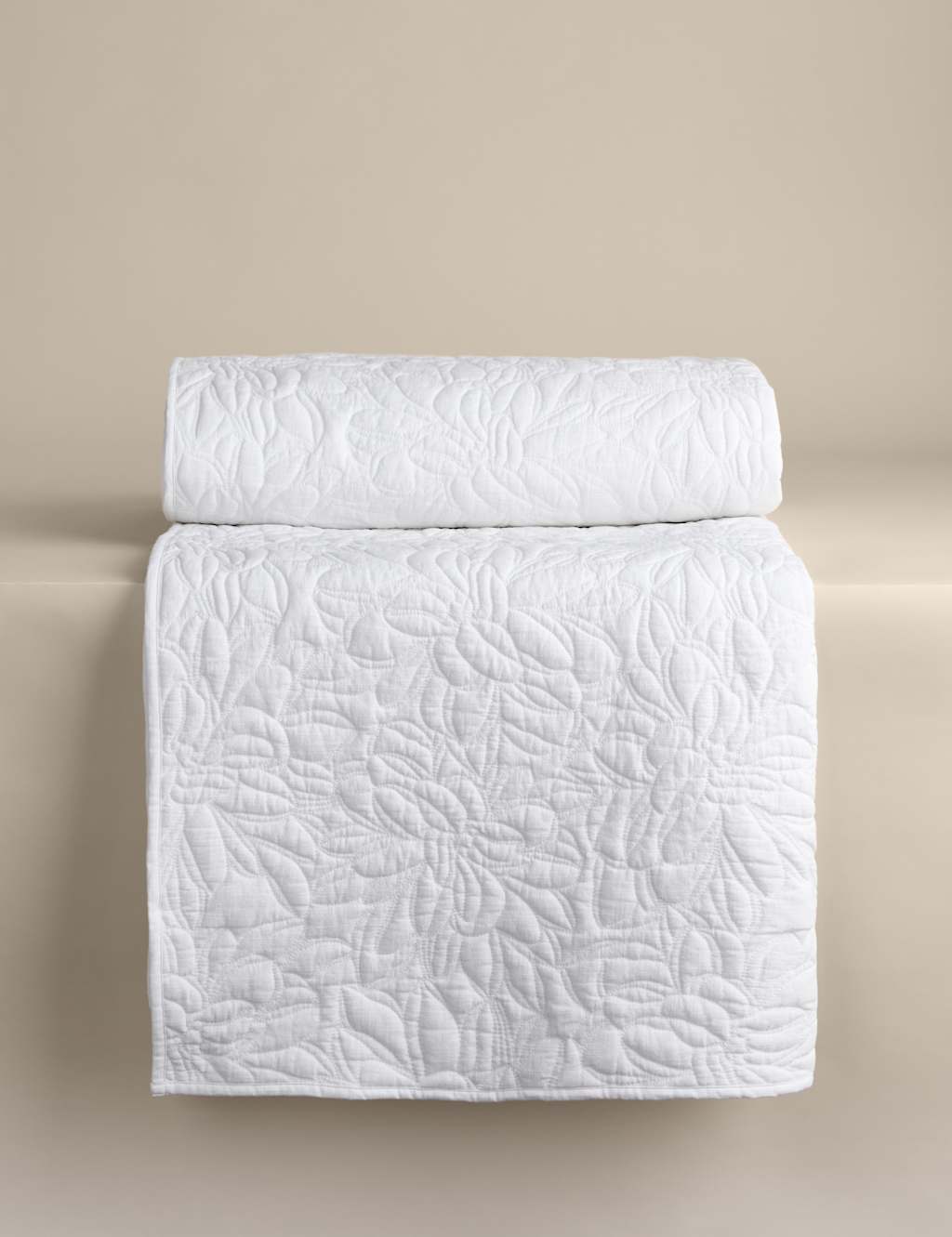 M&S Pure Cotton Floral Bedspread White