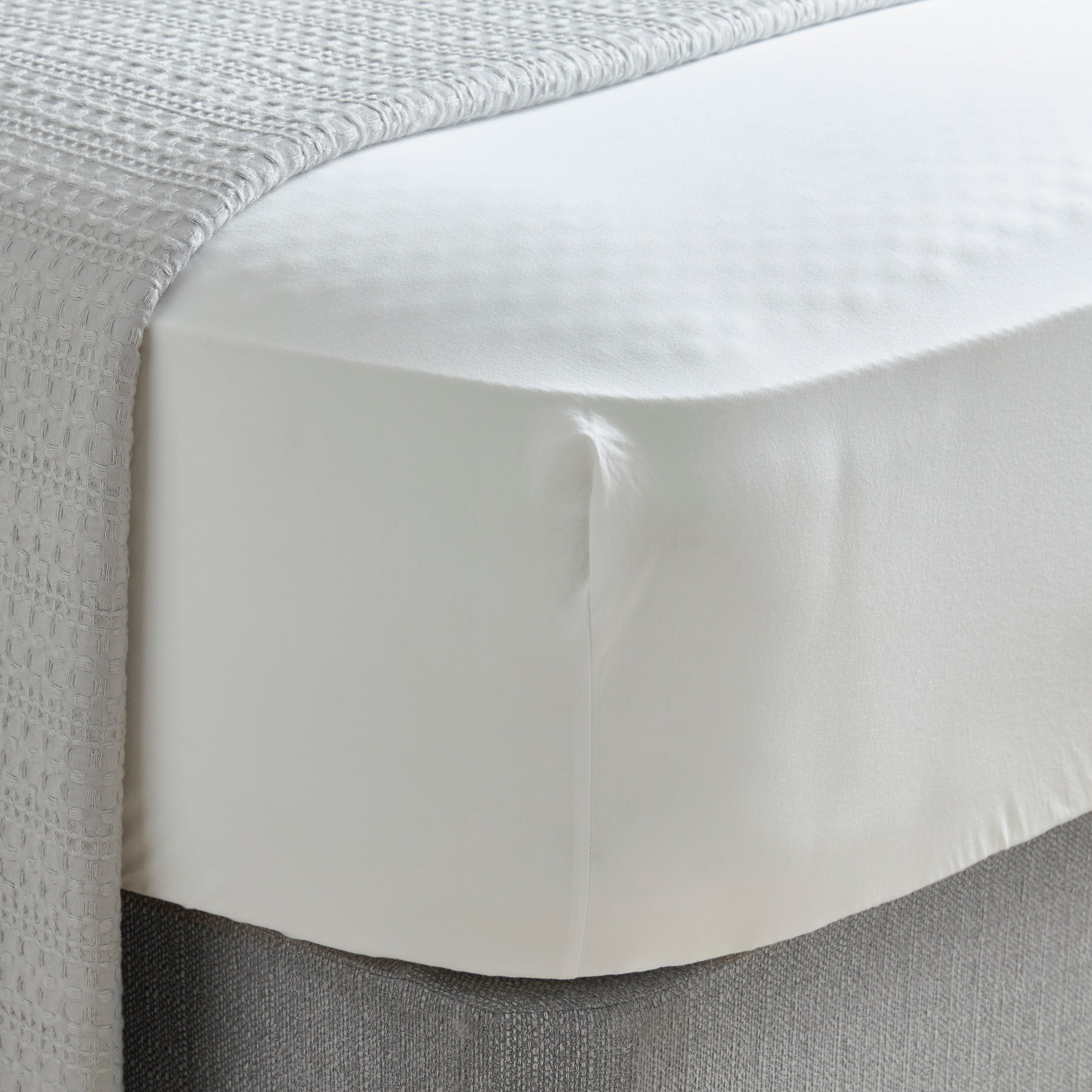 Washed Cotton Fitted Sheet White