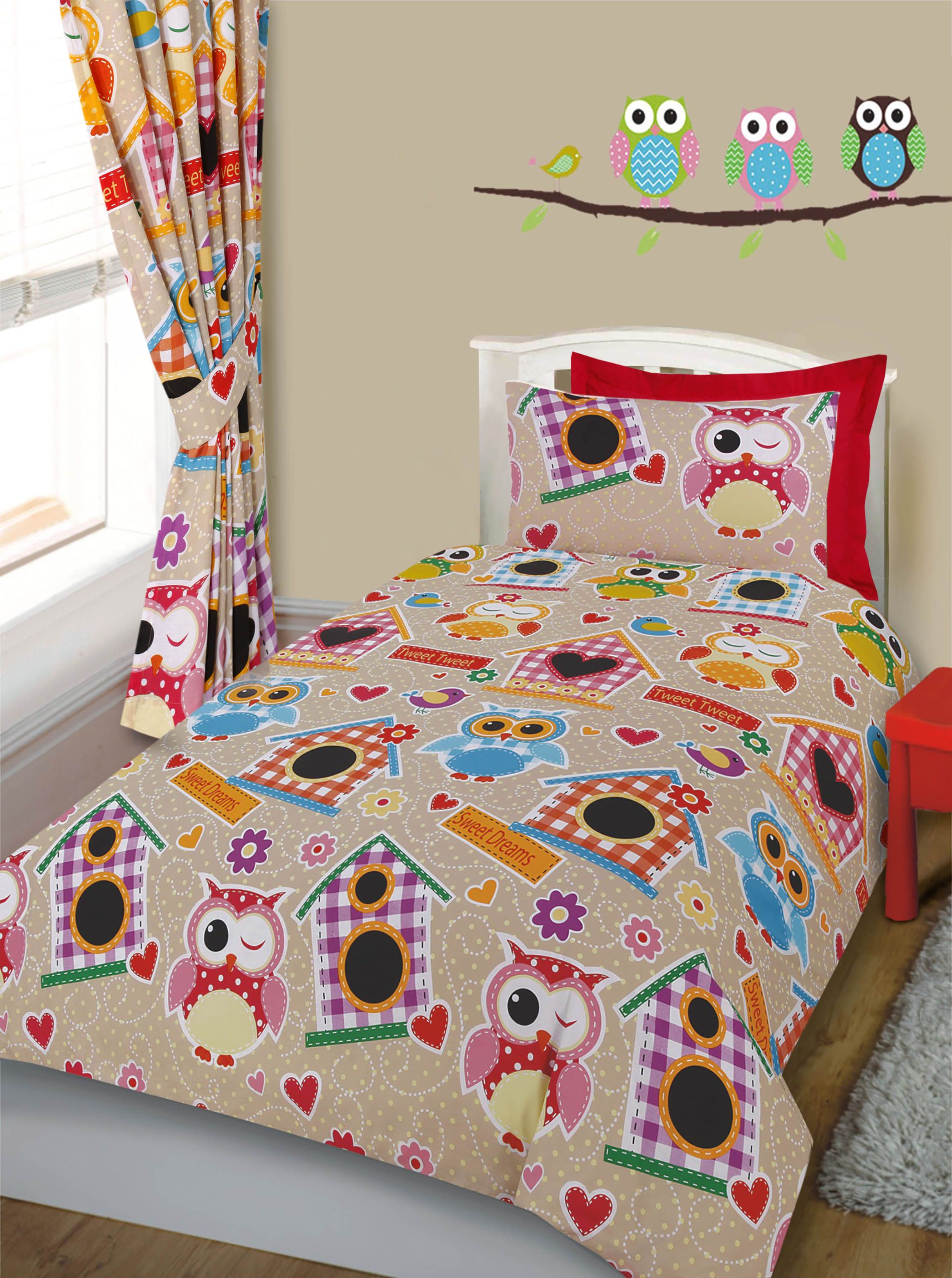 Velosso Owls Multi Cotton Rich Printed Duvet Cover & Pillowcase Set