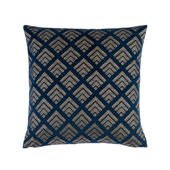 Velvet Geo Foil Navy Cushion Cover