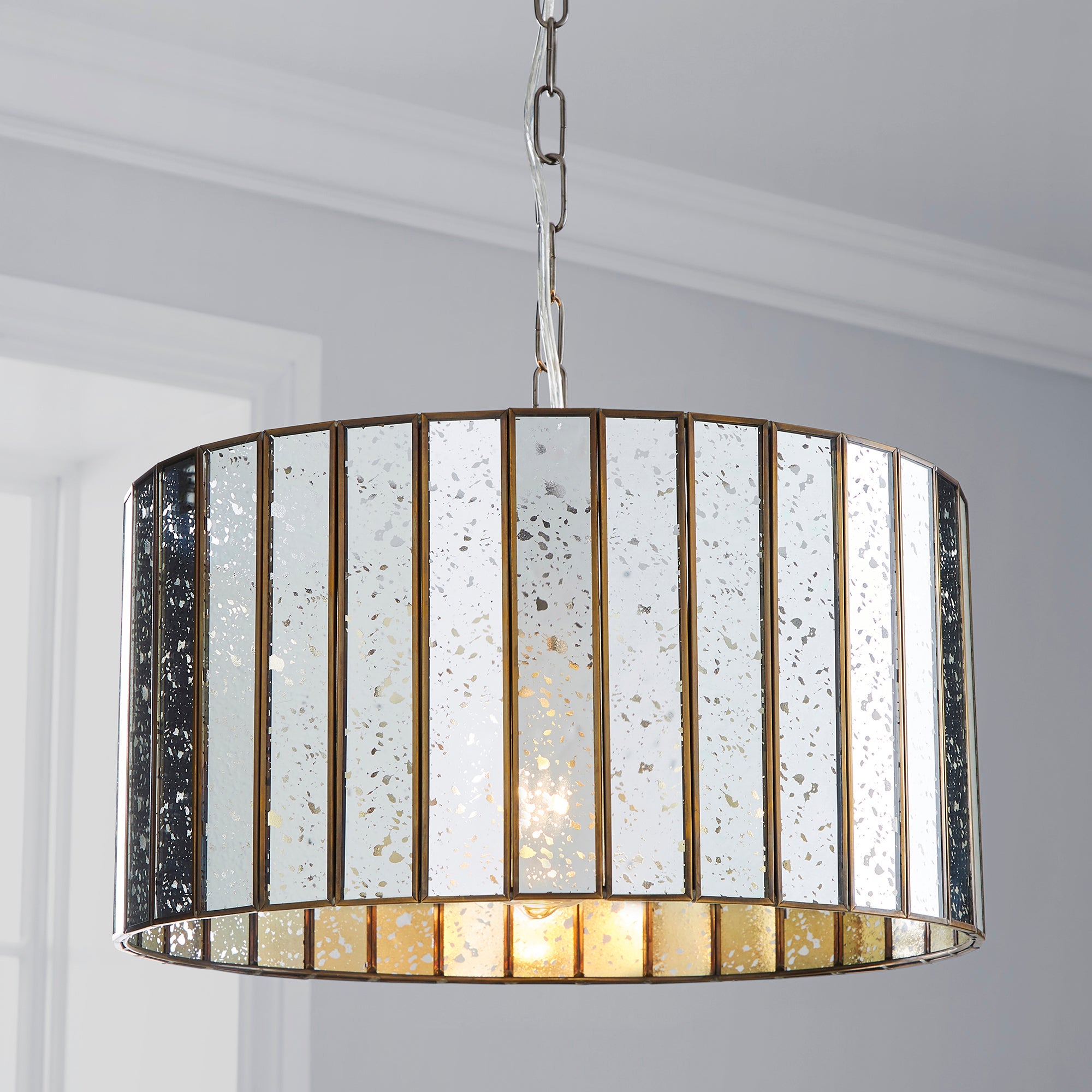 Seraphina 1 Light Mercury Glass Pendant Ceiling Fitting Gold