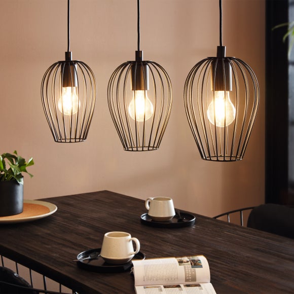 EGLO Newtown Mid Century Industrial 3 Light Adjustable Diner Ceiling Light