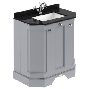 Bayswater Victrion Plummett Grey Angled Traditional Freestanding Vanity Unit & Black Marble Top Basin - 750mm