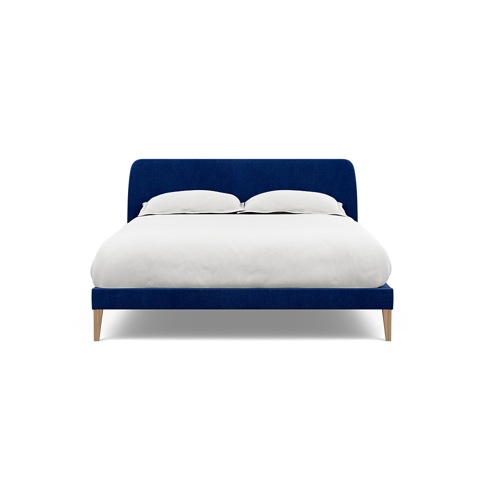 Heal's Wallis Bedstead King Smart Luxe Velvet Azure Walnut Feet