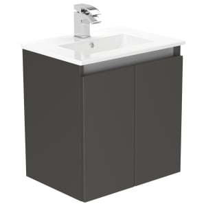 Newland Midnight Mist Slimline Basin Suspended Double Door Unit - 500mm