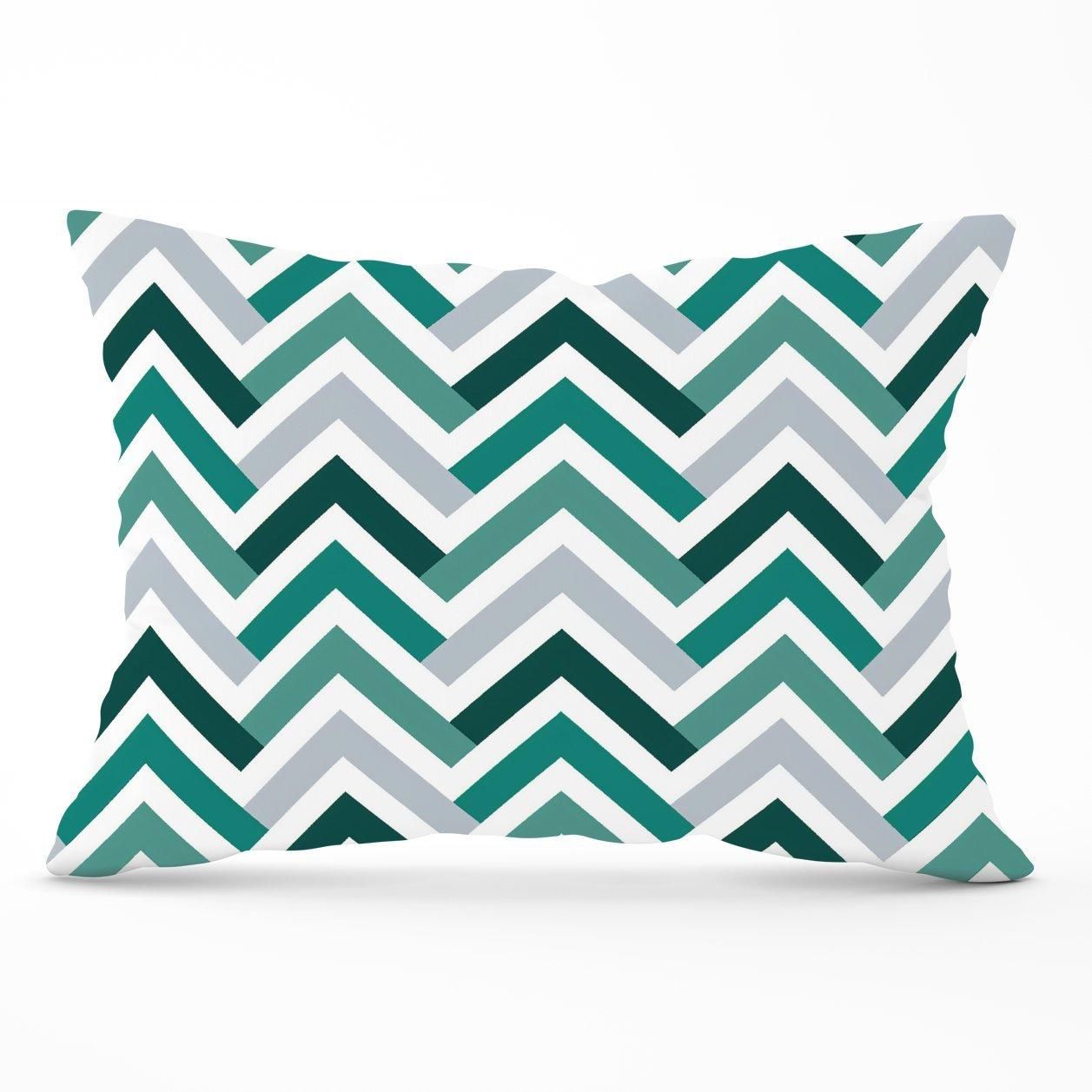 Warren Reed - Designer Geometric Retro Vintage Colored Chevron Pattern Cushions in Green