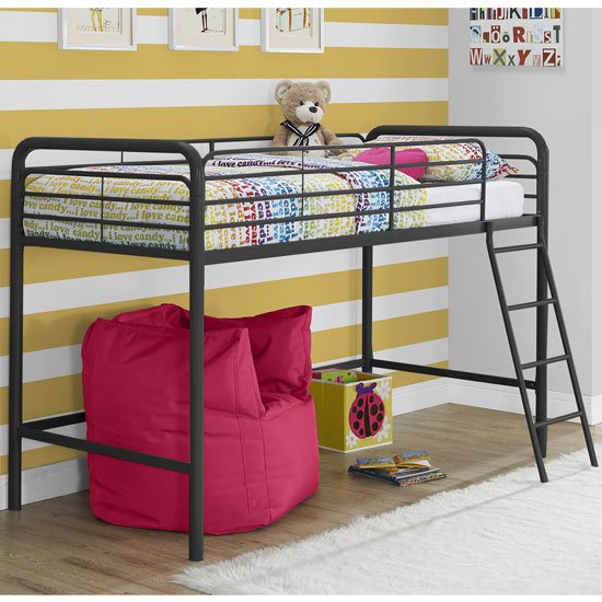 Sturdy Metal Single Midsleeper Bunk Bed In Black