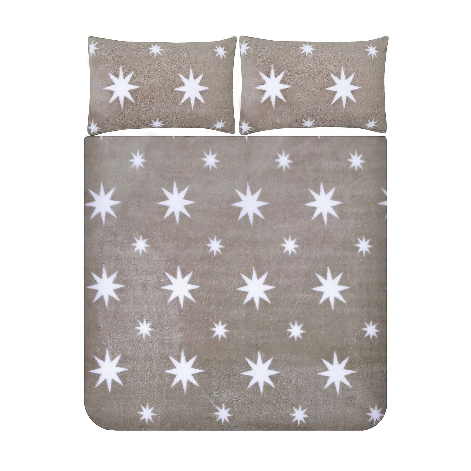 Snuggle Fleece Bedding Set - Grey Star - King