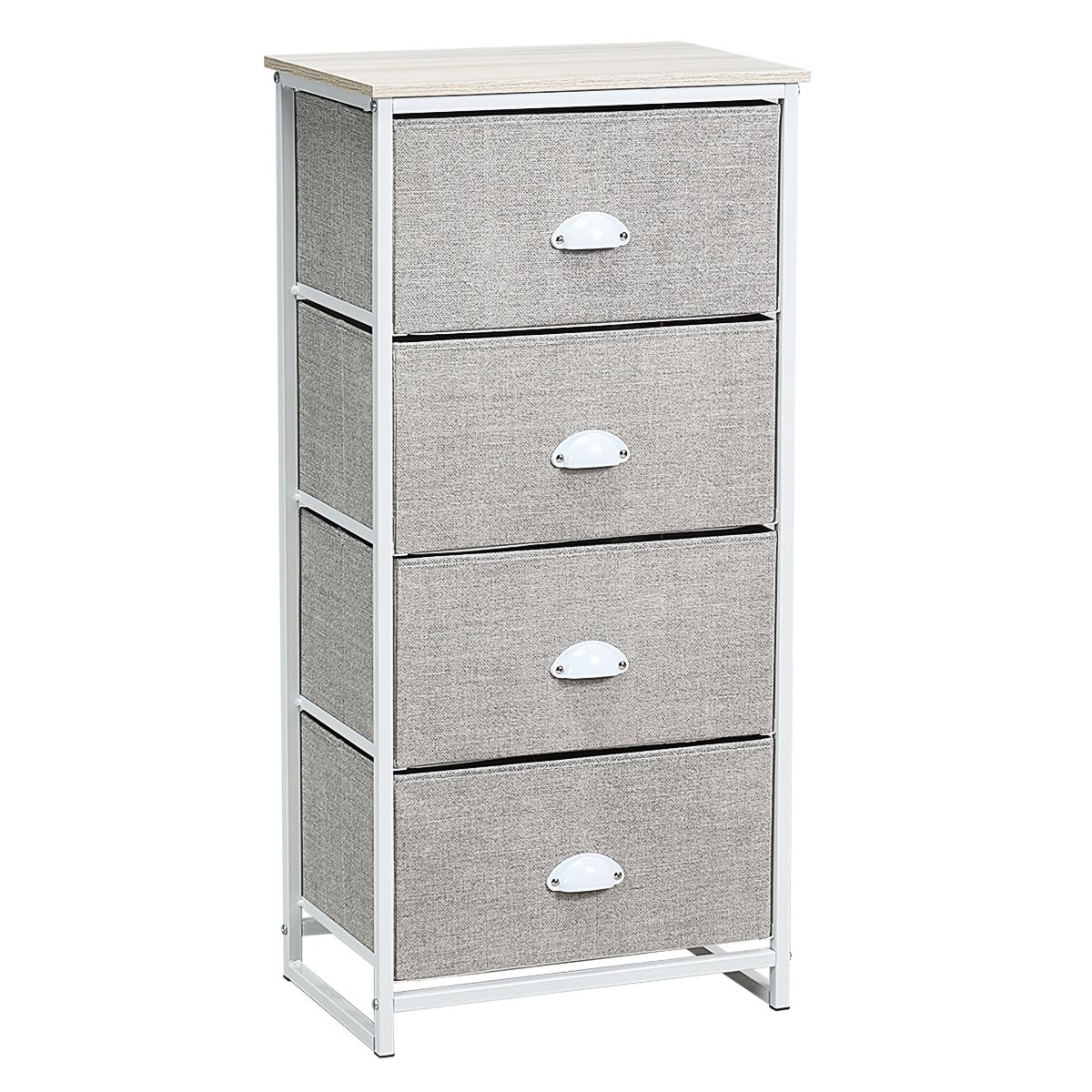 Costway 4-Drawer Fabric Dresser Metal Frame Chest of Drawers Nightstand