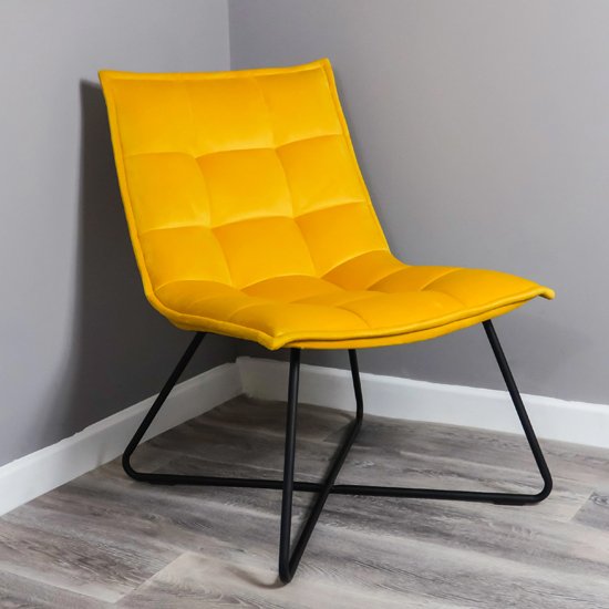 Celina Velvet Upholstered Accent Chair In Yellow