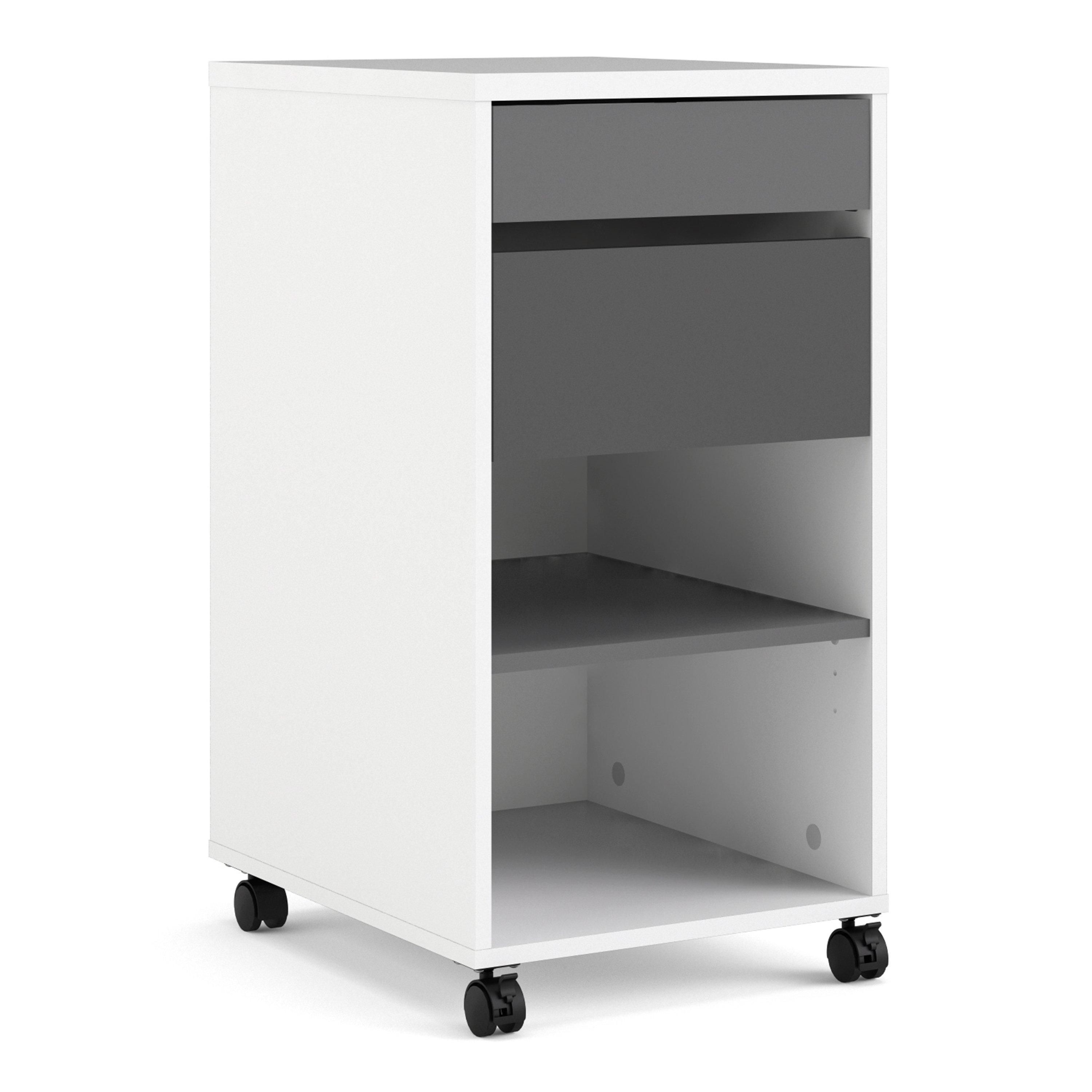 Furniture To Go Function Plus Mobile File Cabinet 2 Drawers 1 shelf in White