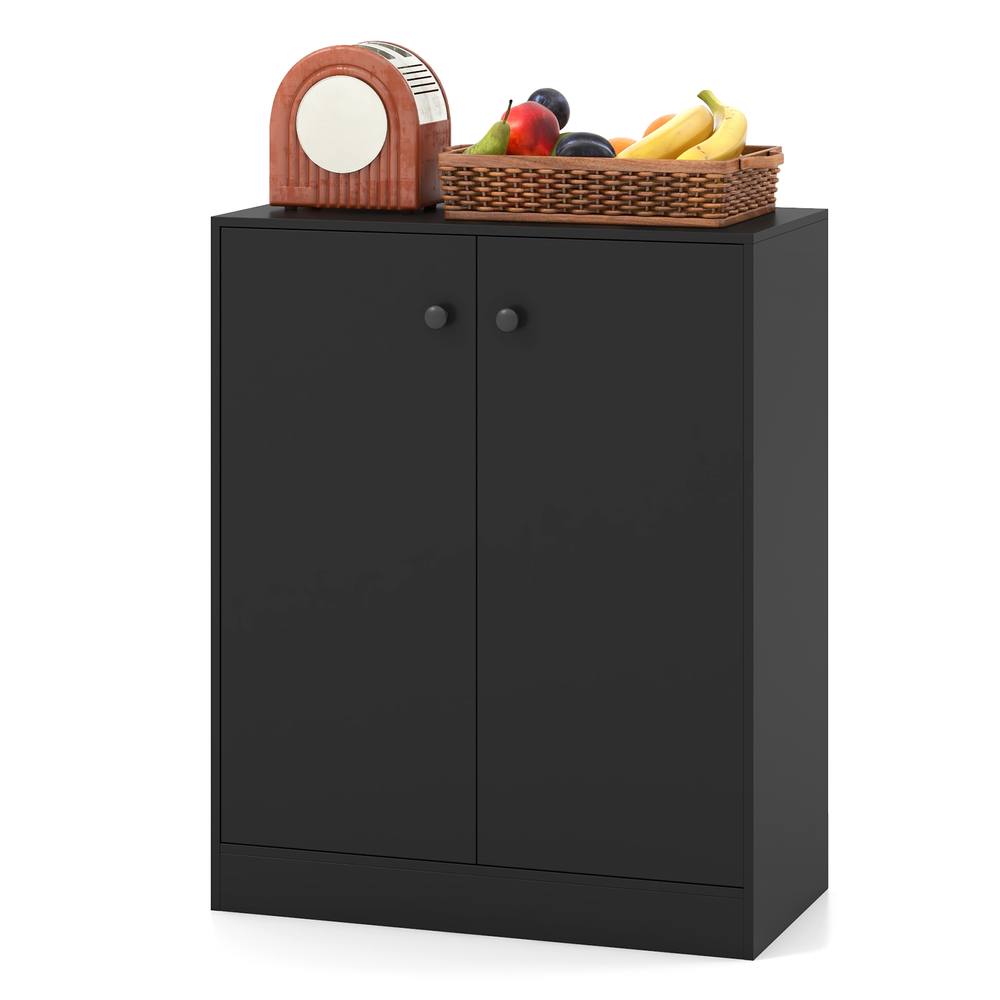 Costway 2-Door Storage Cabinet Buffet Cabinet w/ 3 Shelves Sideboard Kitchen Hallway in Black