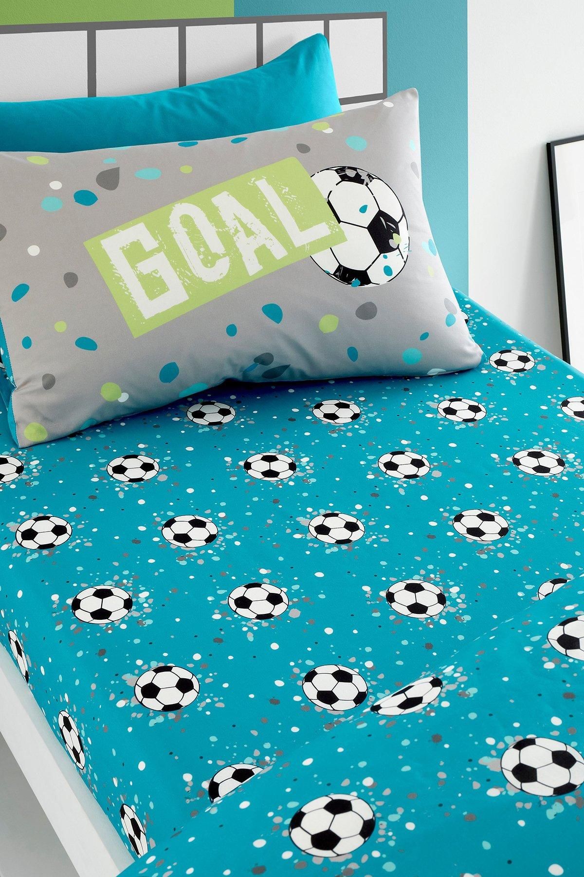 Bedlam 'Goal' Easycare 25cm Fitted Bed Sheet in Grey | Size: Single