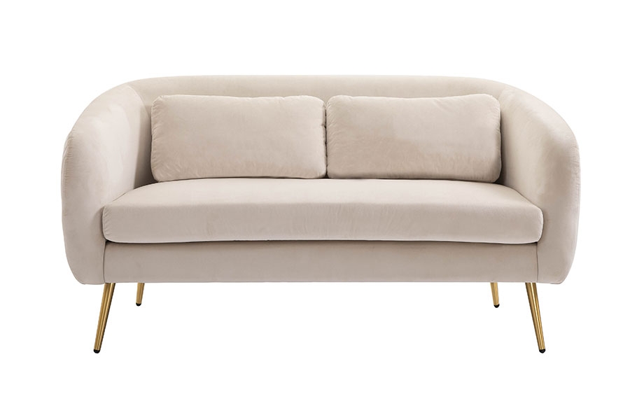 Roanna Two Seat Sofa - Chalk - Silver + Brass Legs