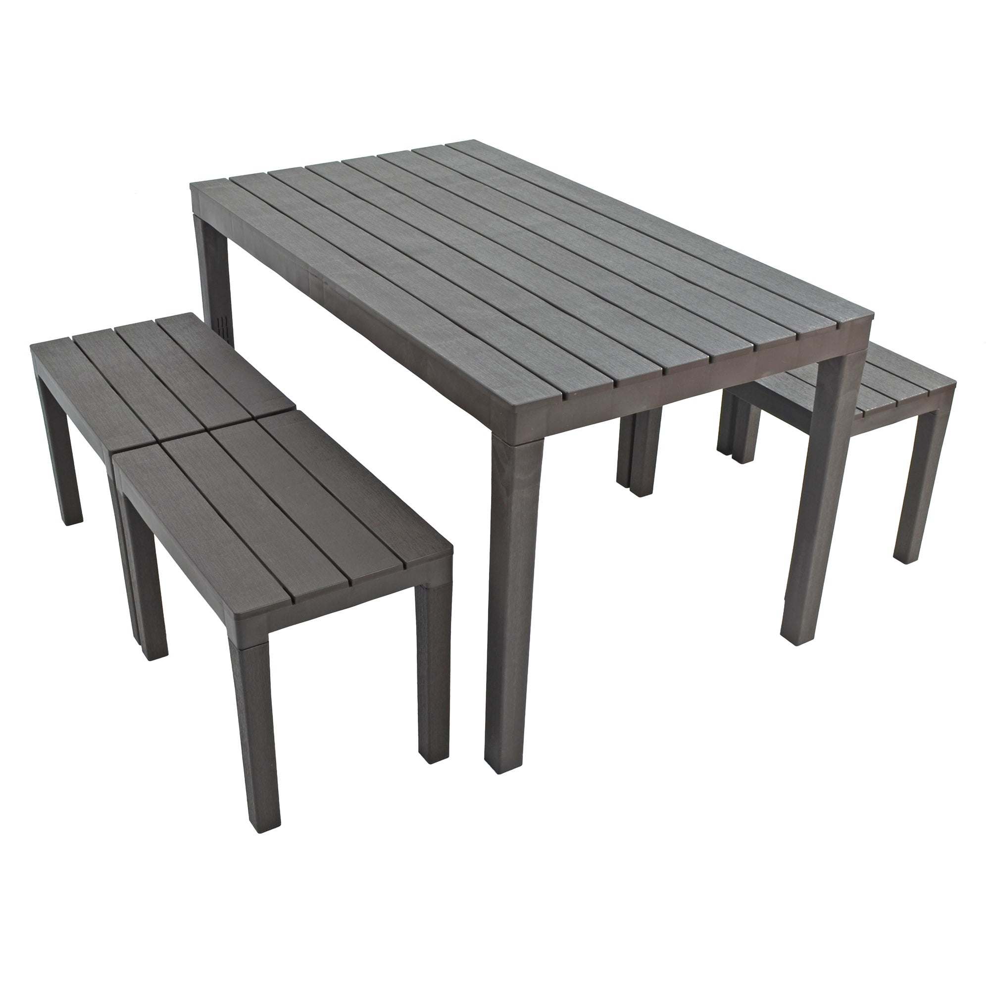 Trabella Roma 4 Seater Bench Rectangular Dining Set Brown