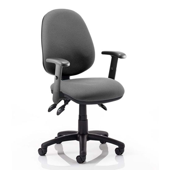 Luna III Office Chair In Charcoal With Adjustable Arms