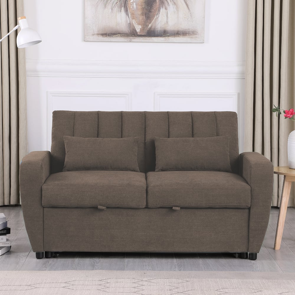 Gibson – Two-Seater Sofa Bed – Brown – Fabric – Two Seater - Make It Homely