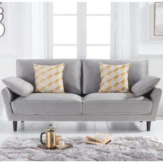 Caropy Velvet Upholstered 3 Seater Sofa In Grey