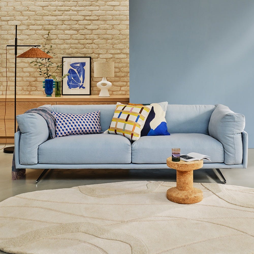 Heal's Novara 3 Seater Sofa Smart Velvet Ocean Blue Black Feet 4