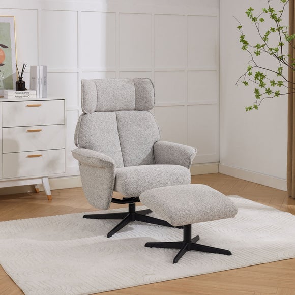 Gretna Chenille Swivel Chair with Footstool