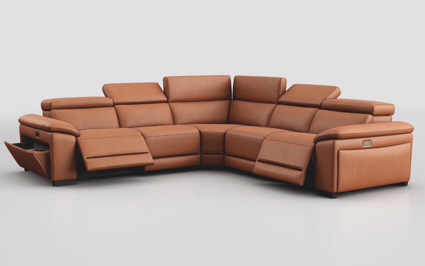 Orange Mesola 3 Corner 3 Power Sofa with Manual Head Tilt