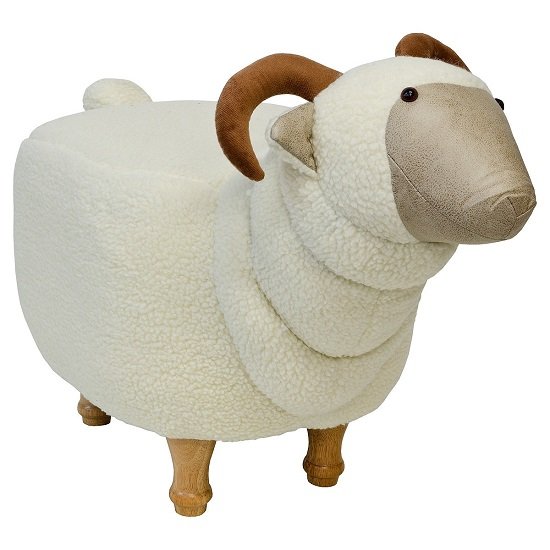 Goat Shaped Pouffe In White Finish