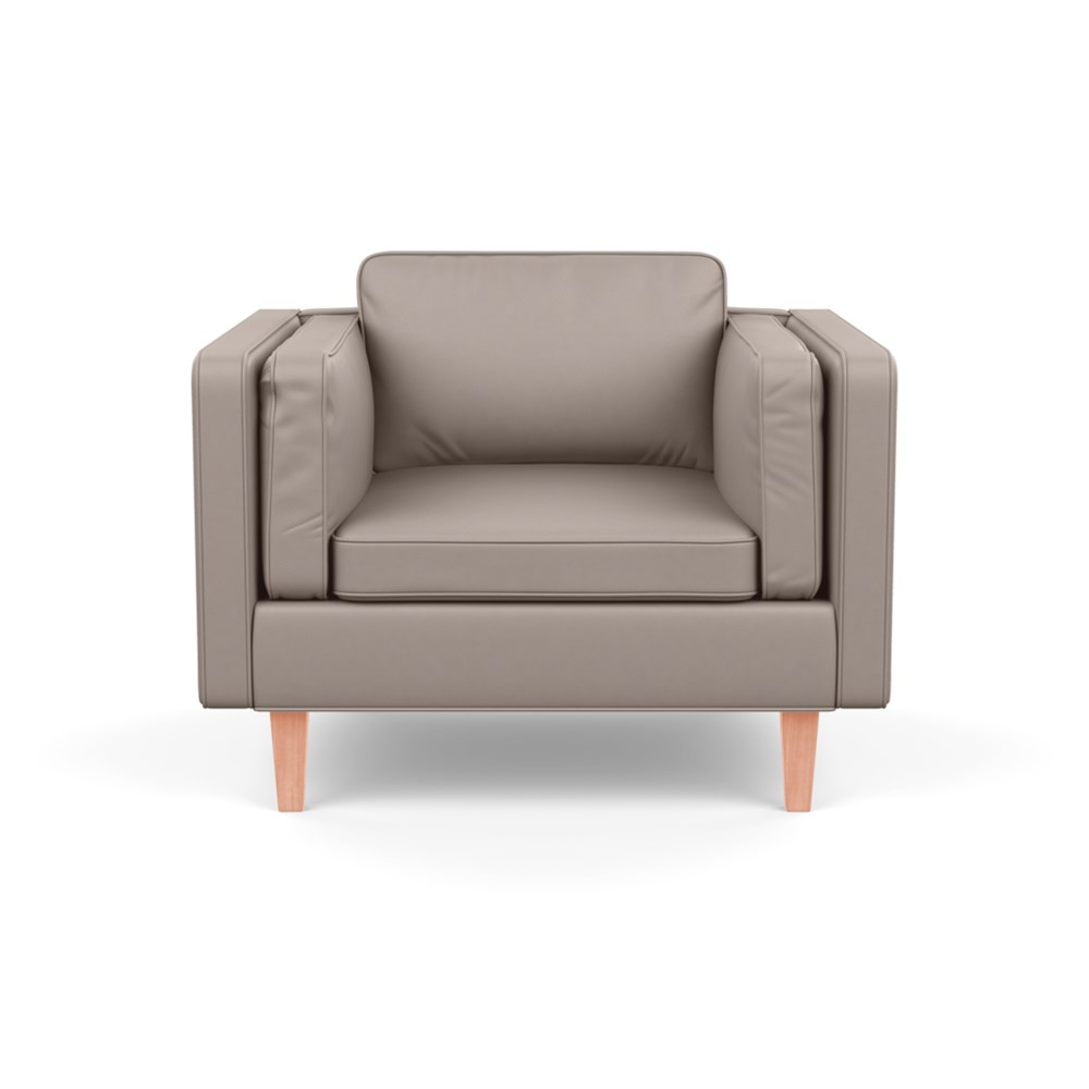 Heal's Chill Armchair Leather Grain Light Grey 060 Natural Feet