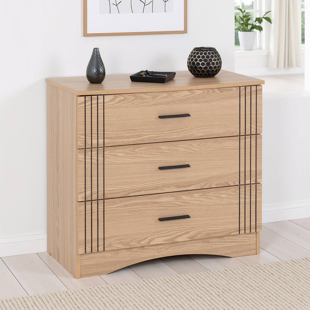 Seconique Tessa 3 Drawer Chest - Natural Oak Effect in Light Oak