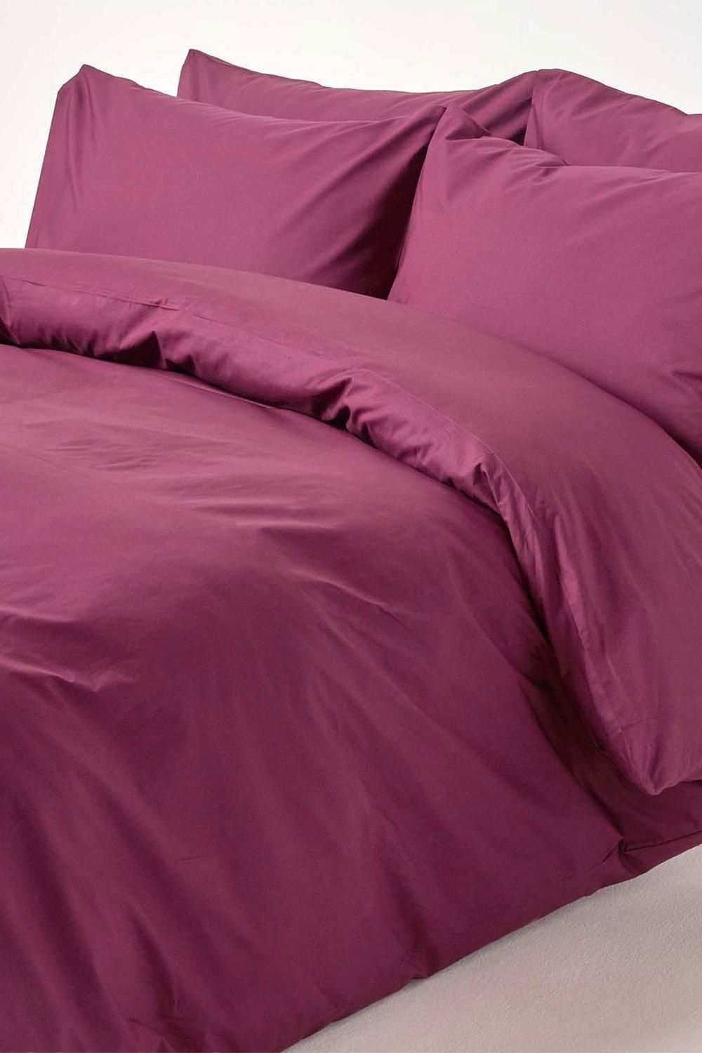 Homescapes Egyptian Cotton Duvet Cover with Pillowcase, 200 TC in Plum