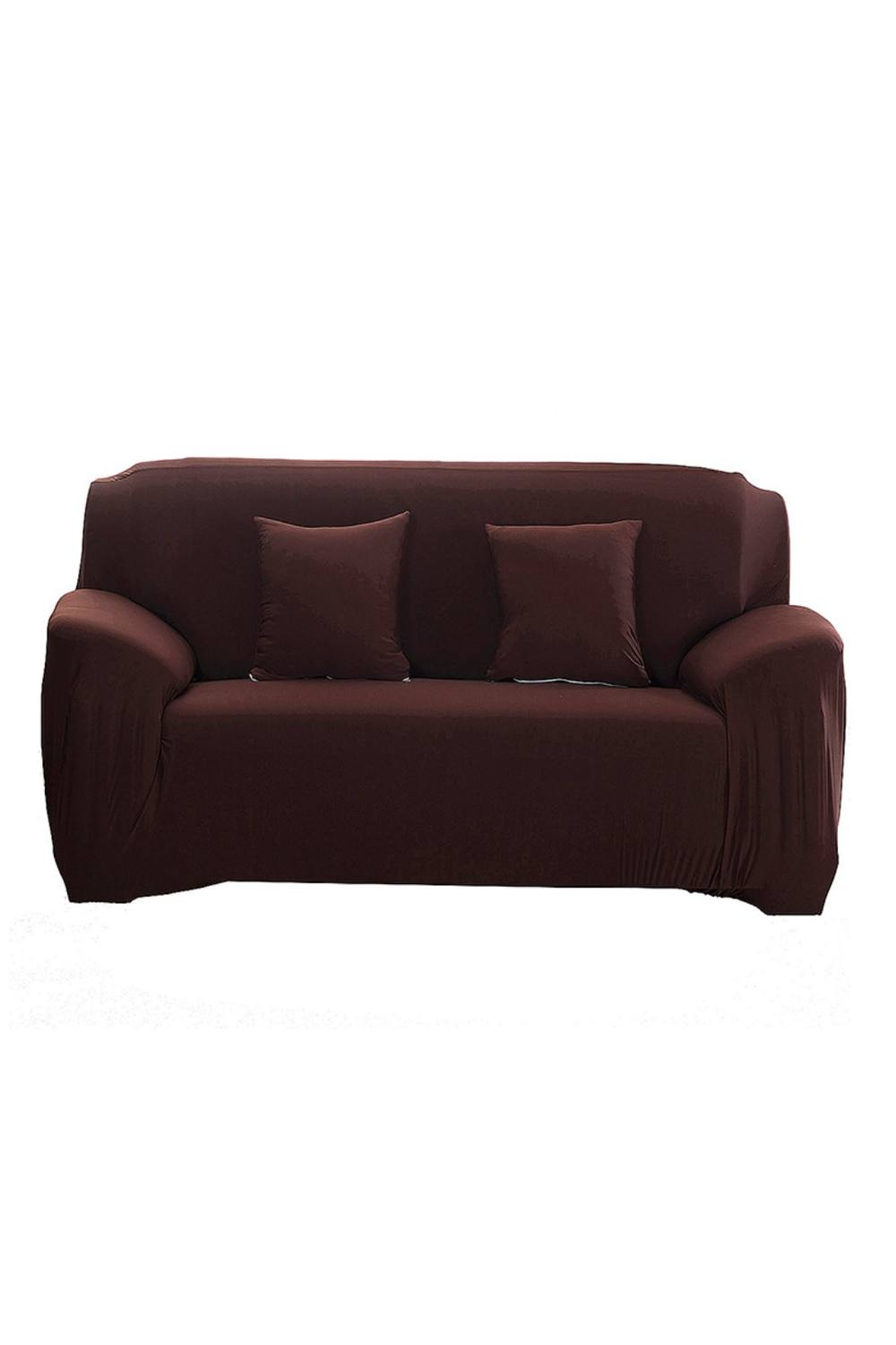 KDMD Polyester Spandex Stretch Sofa Slipcover 2 Seat 1 Piece in Brown