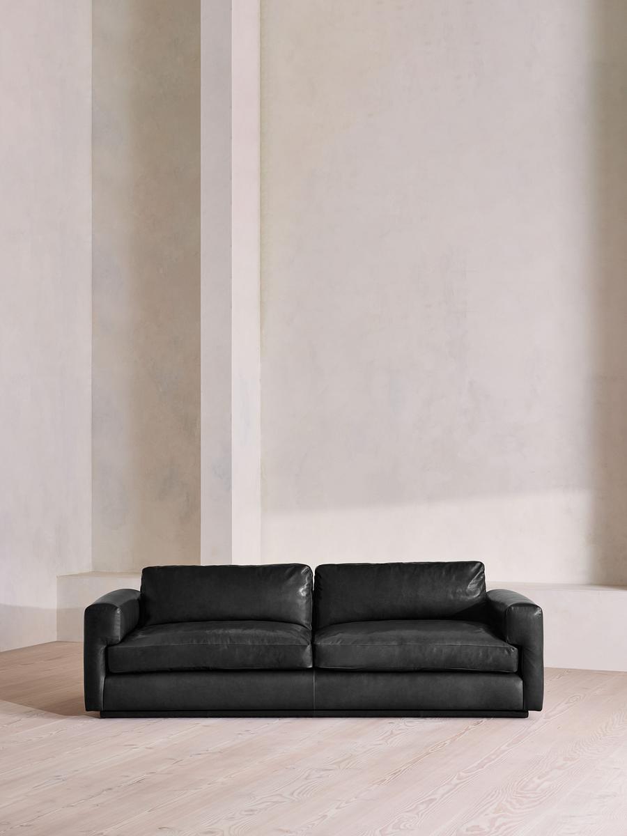 Mossley Three Seater Sofa, Leather, Black