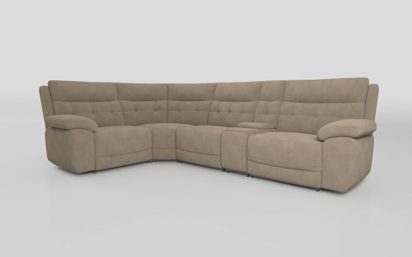 Brown Fabric Belford 1 Corner 3 Sofa with Console