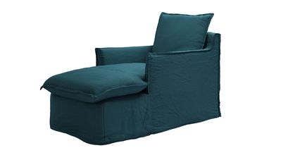 Isaac Chaise Armchair in Evergreen Brushed Linen Cotton - sofa.com