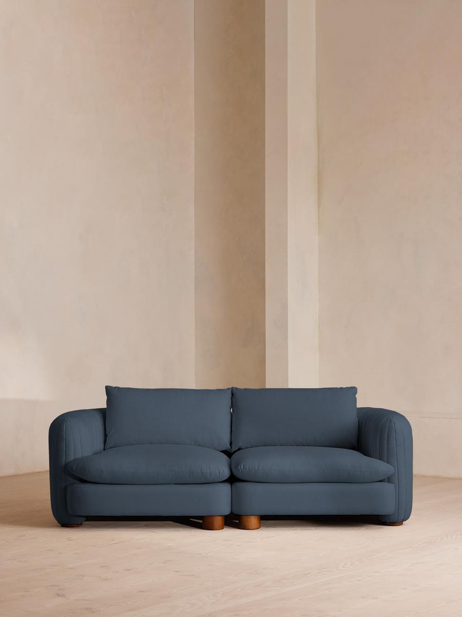 Vivienne Modular Sofa, Three Seater, Linen, Prussian Blue