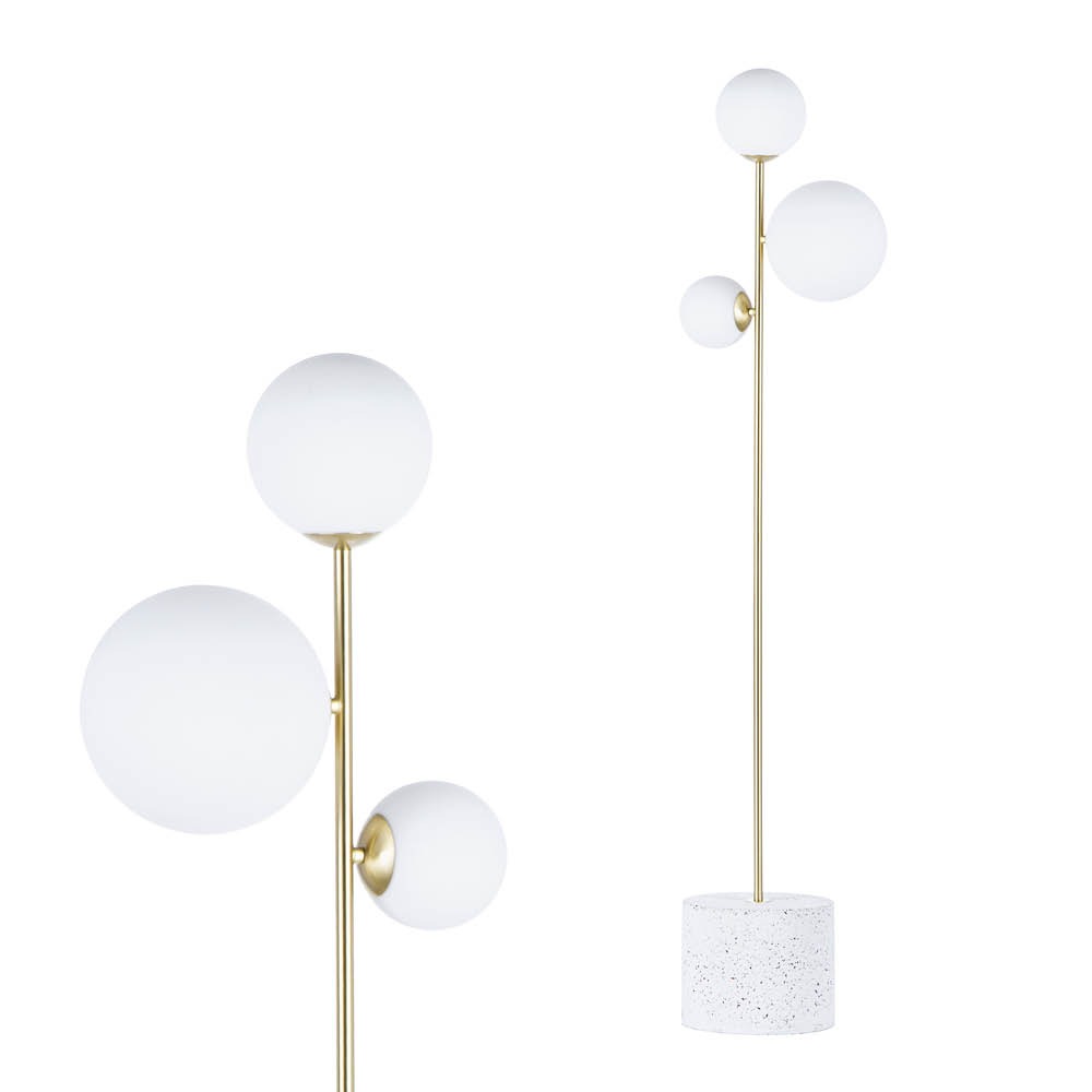 Forella Floor Lamp, Satin Brass